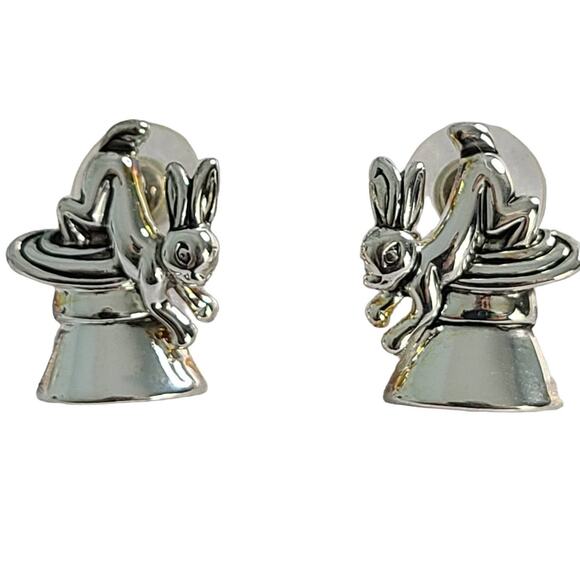 Vintage Easter Bunny Egg Gold tone Metal Stud Earrings 1" NEW Deadstock - Picture 1 of 5